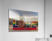 Rainbow love sign standing in front of rainbow bridge  tokyo Acrylic Print