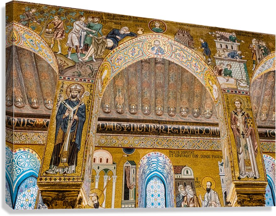 interior of the palatine chapel in Palermo.  Canvas Print