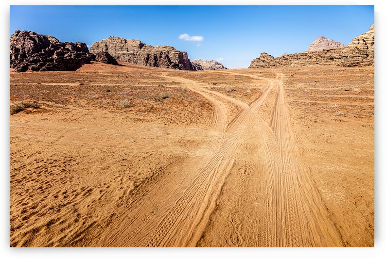 track in the desert of Wadi Rum by Gualtiero Boffi