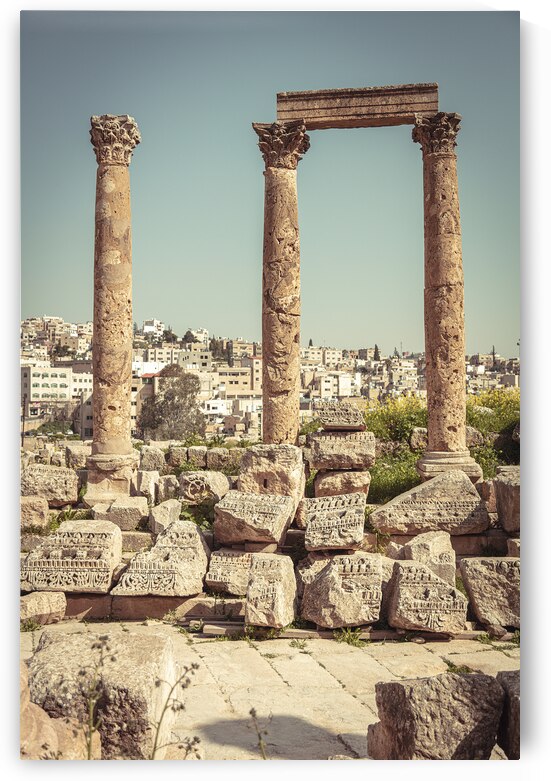 ancient columns in the citadel of Amman by Gualtiero Boffi