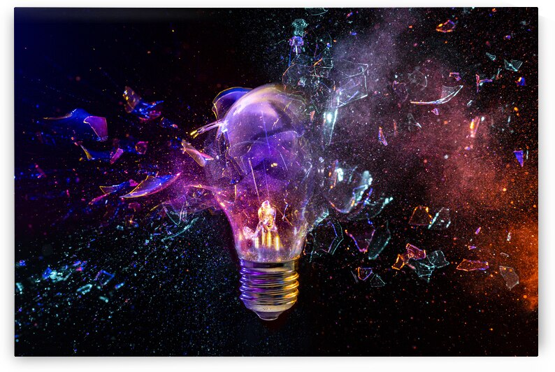 Light bulb exploding with colorful powder effect by Gualtiero Boffi