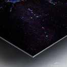 old bulb breaking into fragments on black  Metal print