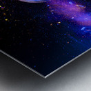 Two colorful light bulbs exploding in a cloud of shards Metal print