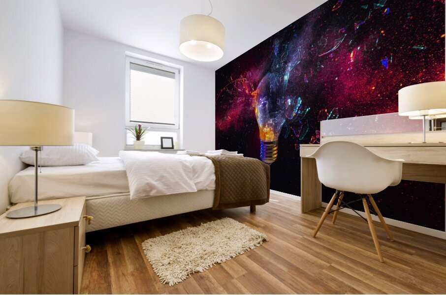 Shattering light bulb background Mural print