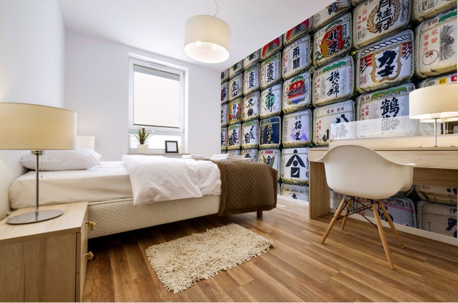 sake barrels at the Meiji-Jingu temple  Mural print