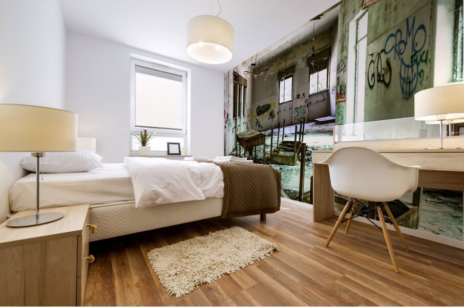 devastated and vandalised interior Mural print