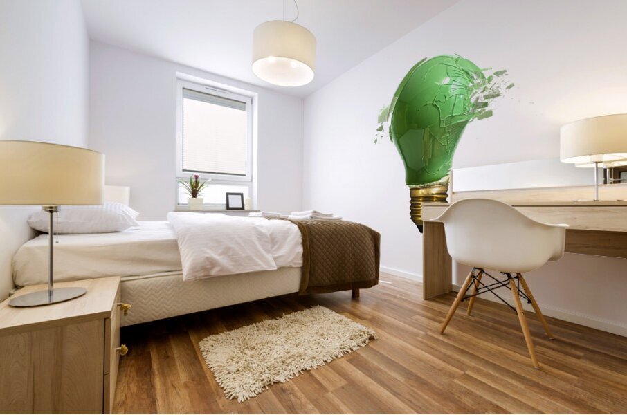 green bulb breaking Mural print