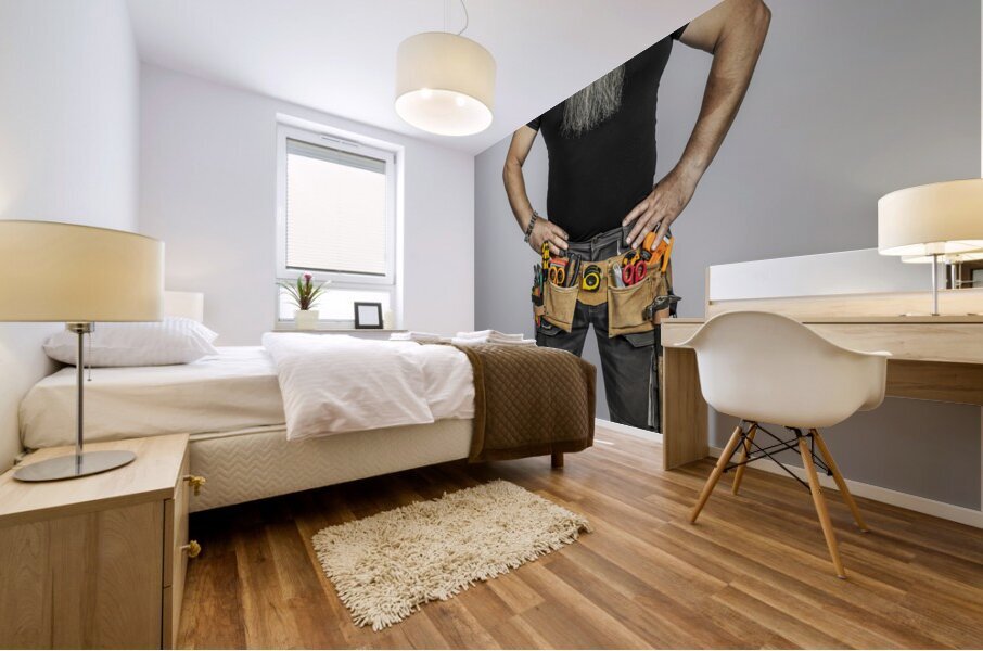 worker with hands on hips Mural print