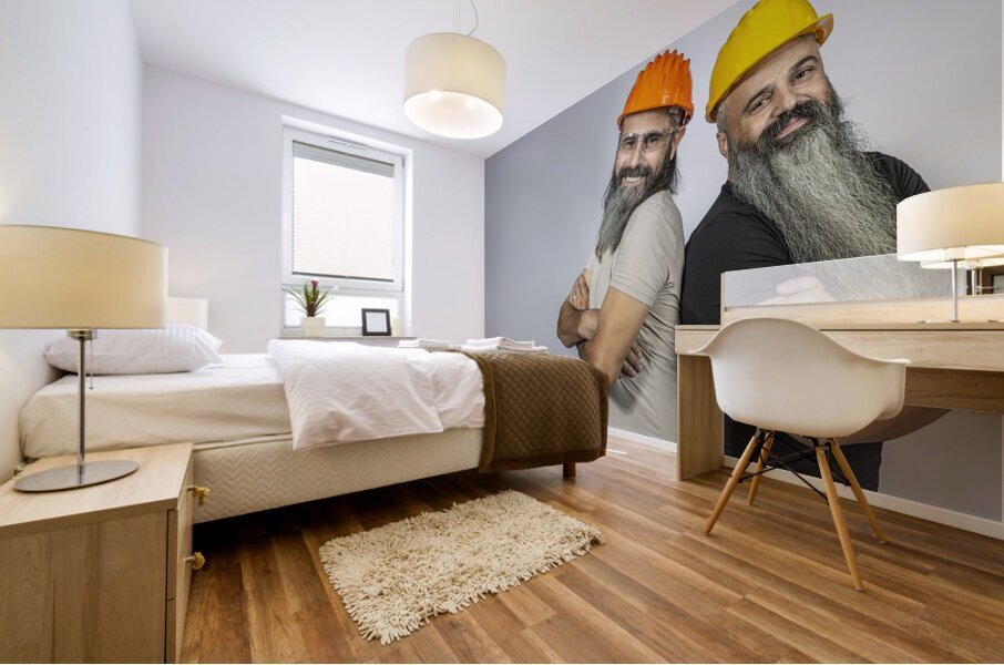 workers with smiling  Mural print
