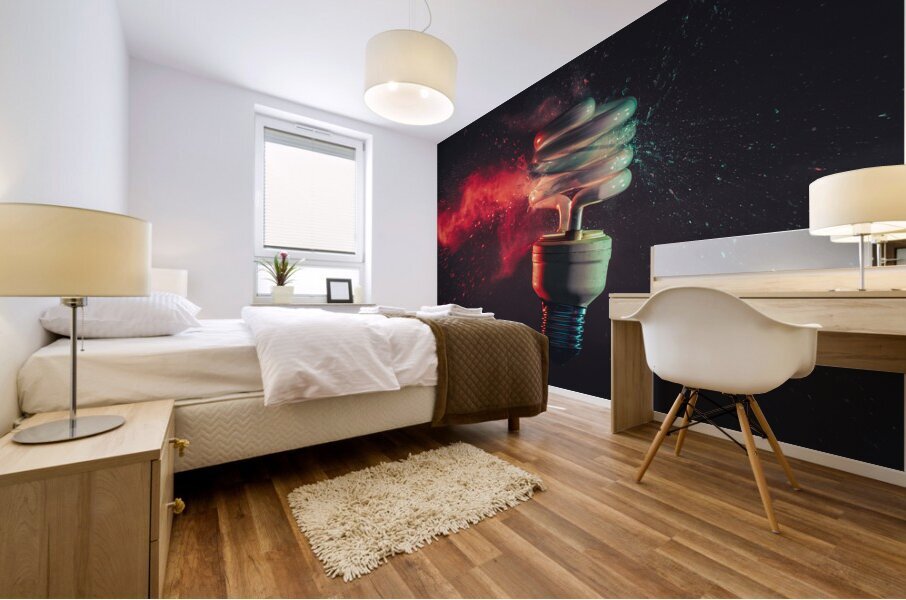 low-consumption light bulb shot  Mural print