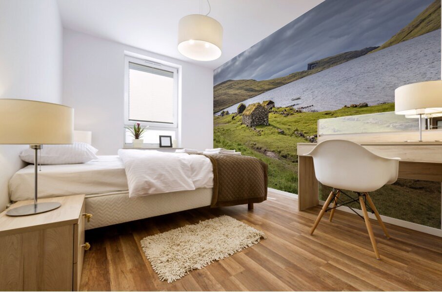 fisherman houses  in faroe Mural print