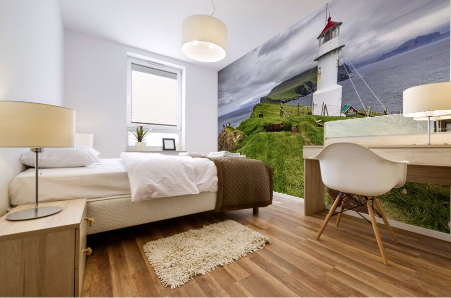 lighthouse in mykines  Mural print