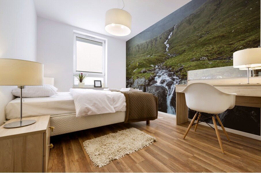 waterfall in faroe Mural print