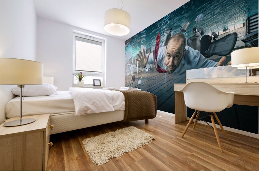 trouble in office Mural print