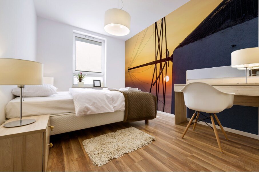 oia at sunset Mural print