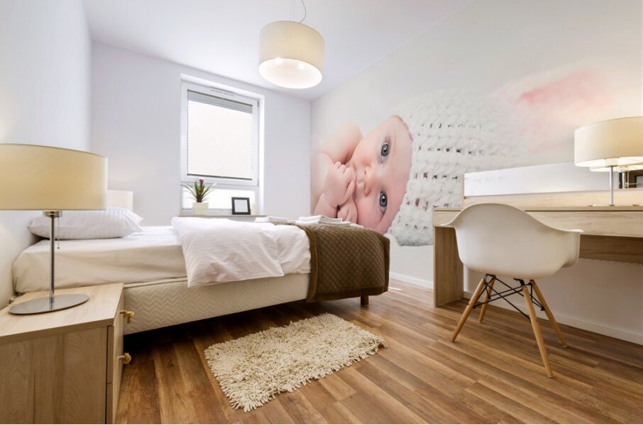 cute newborn portrait Mural print