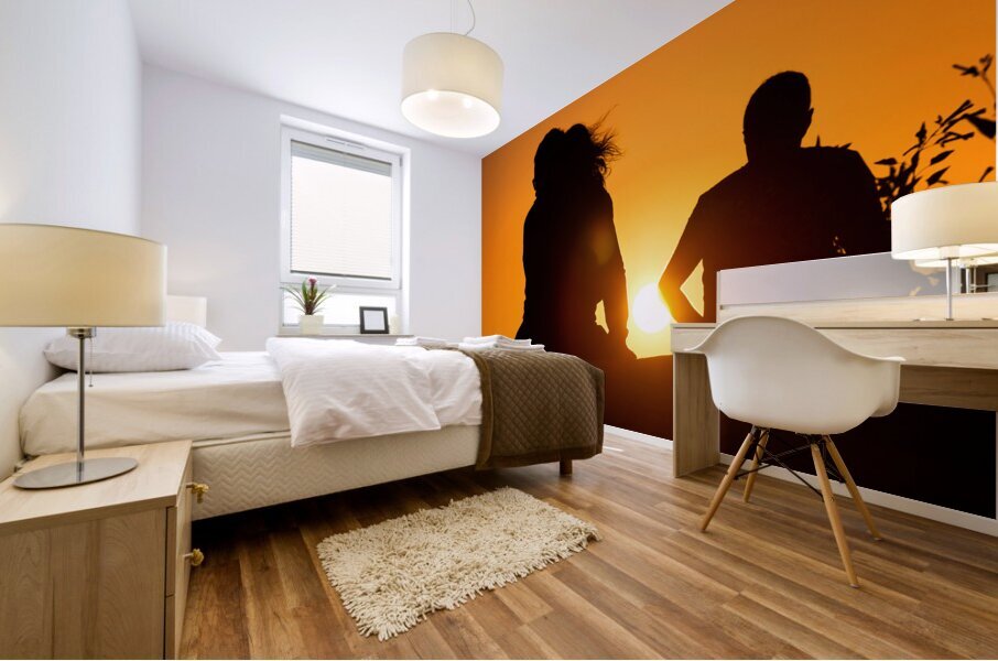 people at sunset Mural print