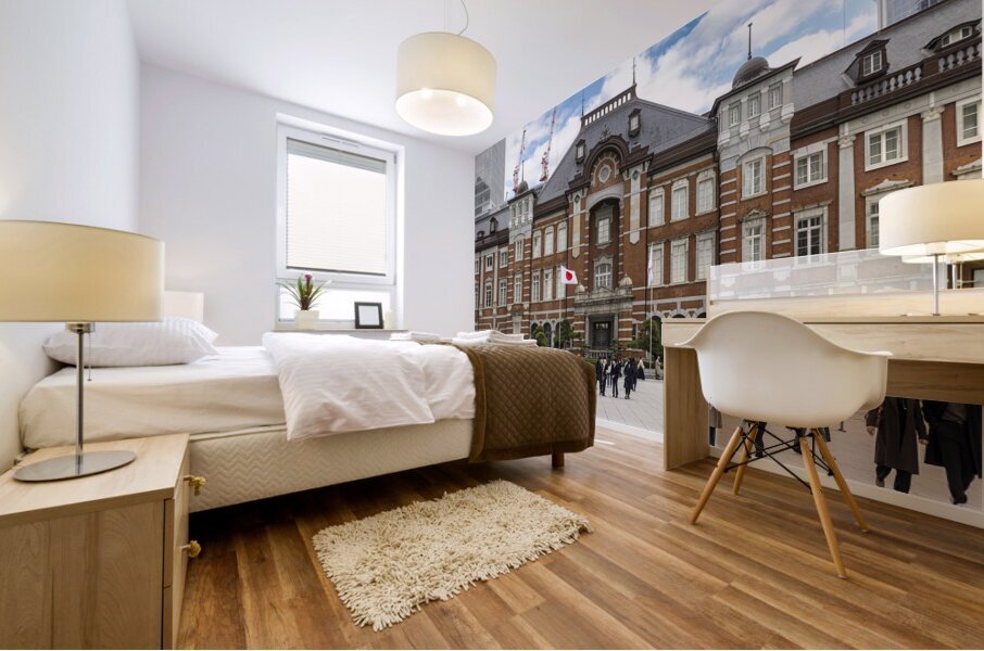 Tourists walking in front of tokyo station marunouchi  Mural print