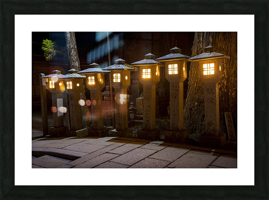 stone lanterns inside the Okunoin  cemetery Picture Frame print