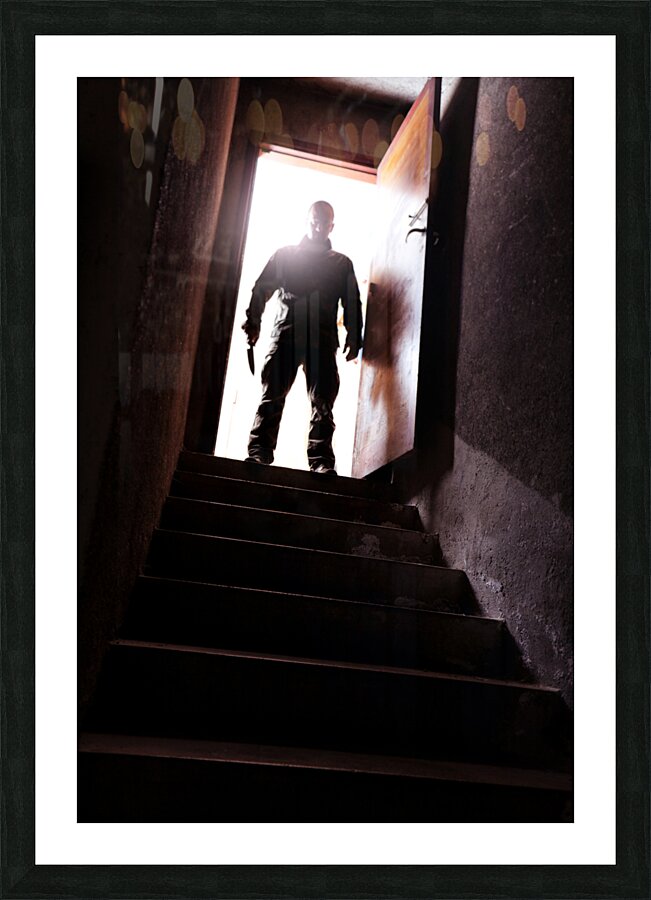 killer and stair Picture Frame print