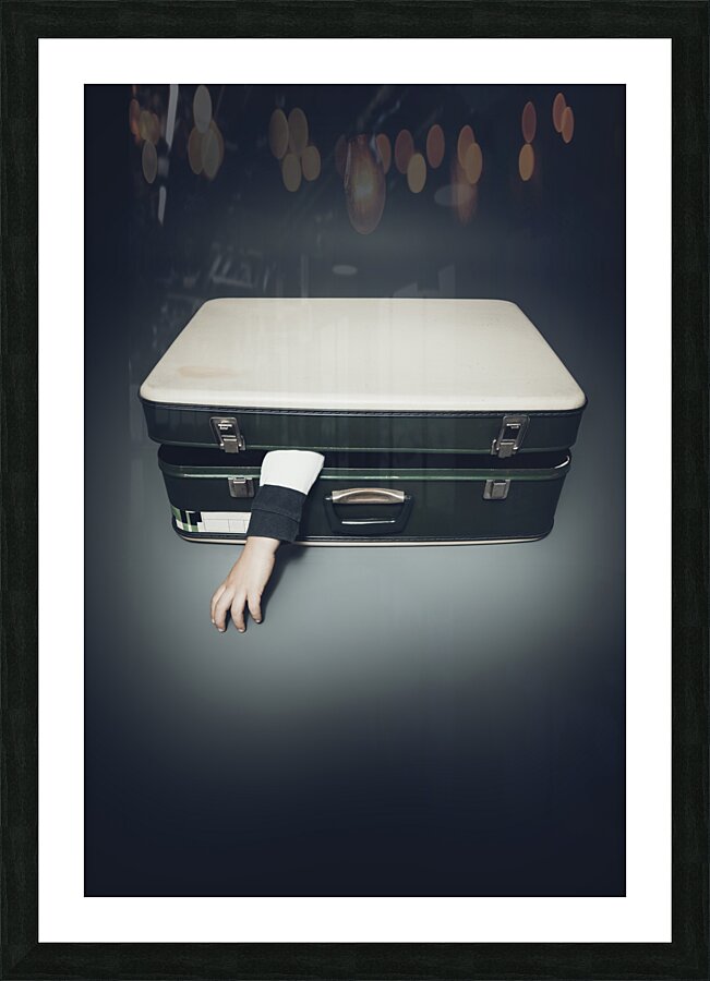 arm sticks out of an suitcase Picture Frame print