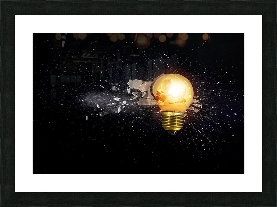 small light bulb exploding Picture Frame print