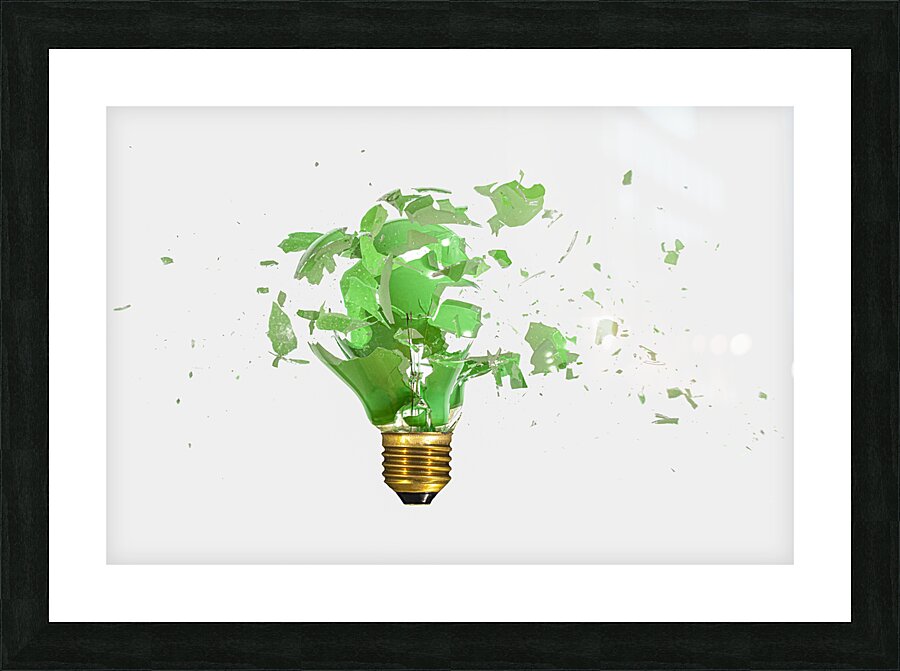 broken green bulb  Picture Frame print