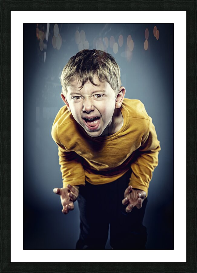 angry caucasian child  Picture Frame print