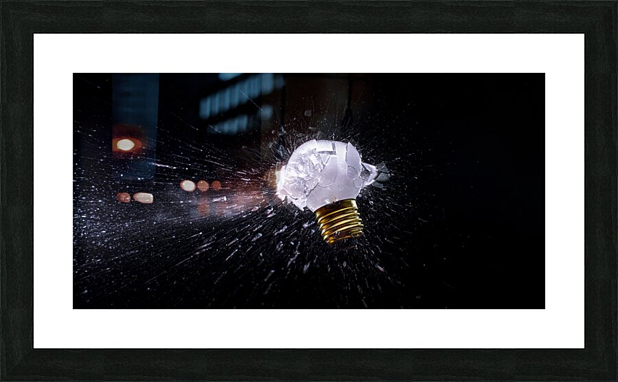 electric light bulb explosion Picture Frame print