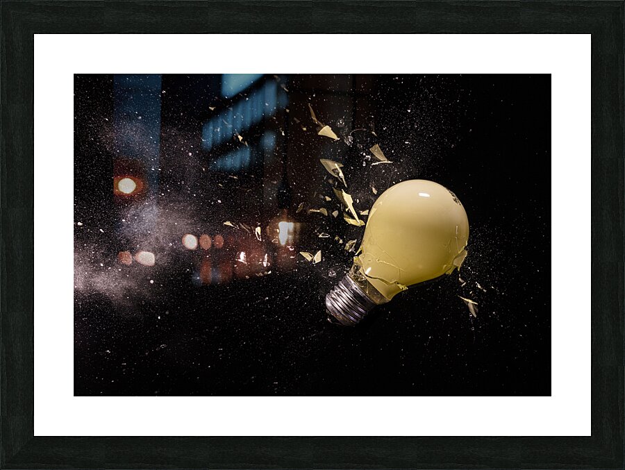 yellow light bulb breaking  Picture Frame print