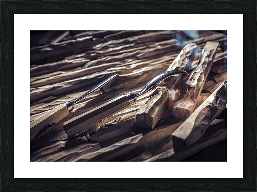 carved wood and gouges Picture Frame print