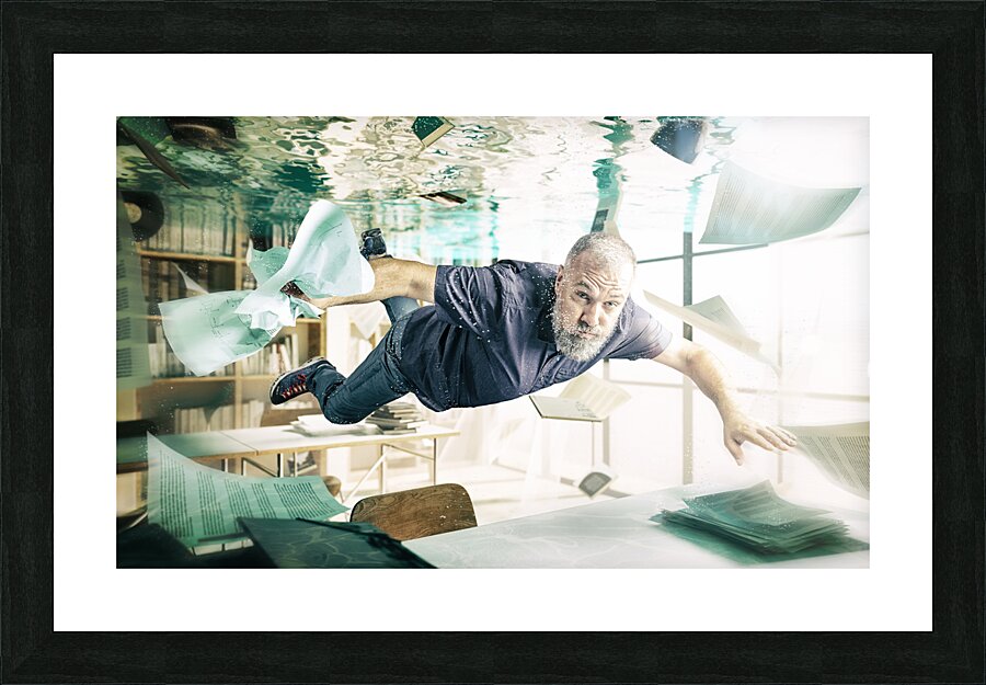 underwater problem concept Picture Frame print