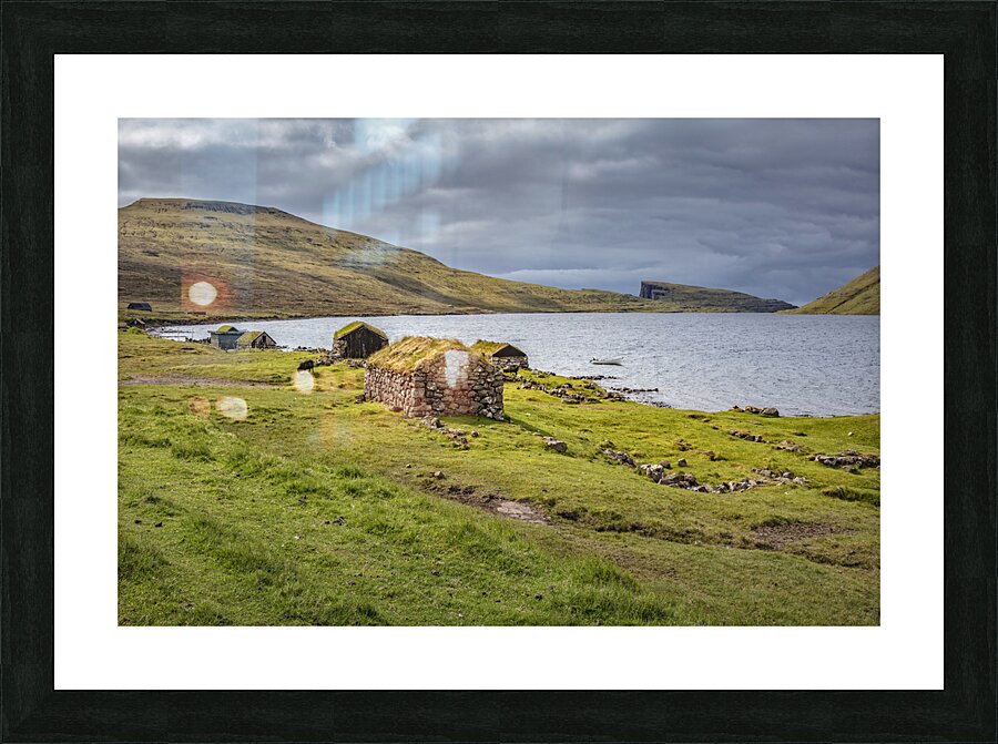 fisherman houses  in faroe Picture Frame print