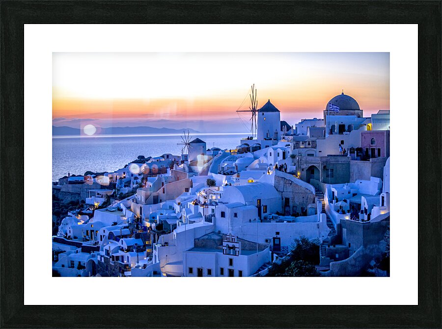 oia at sunset Picture Frame print