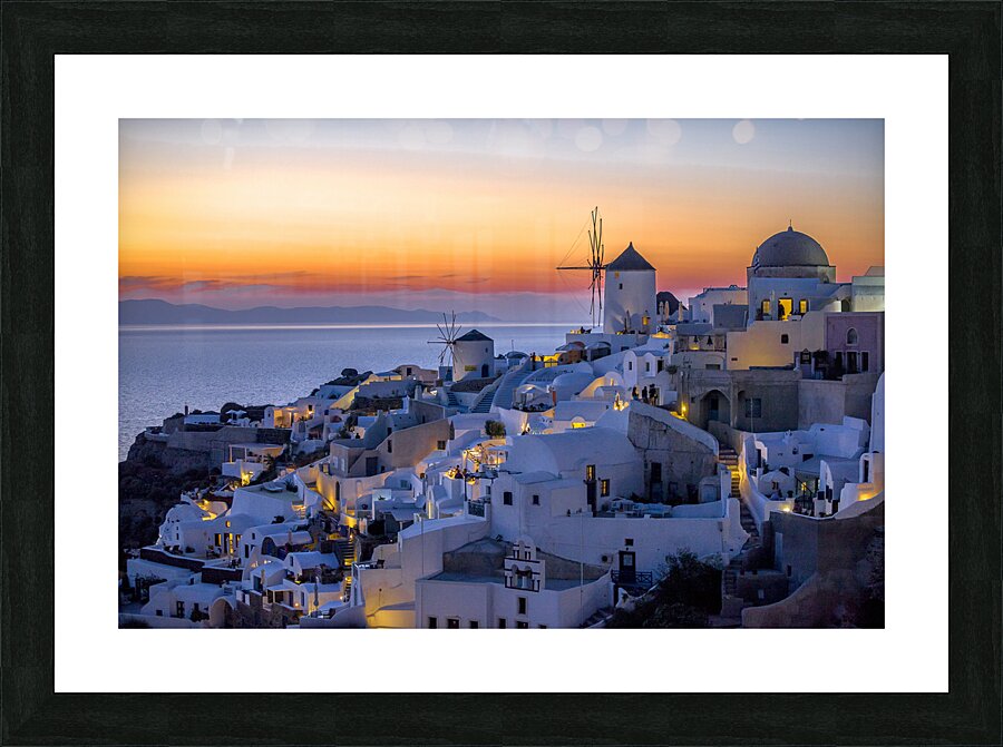 oia at sunset Picture Frame print