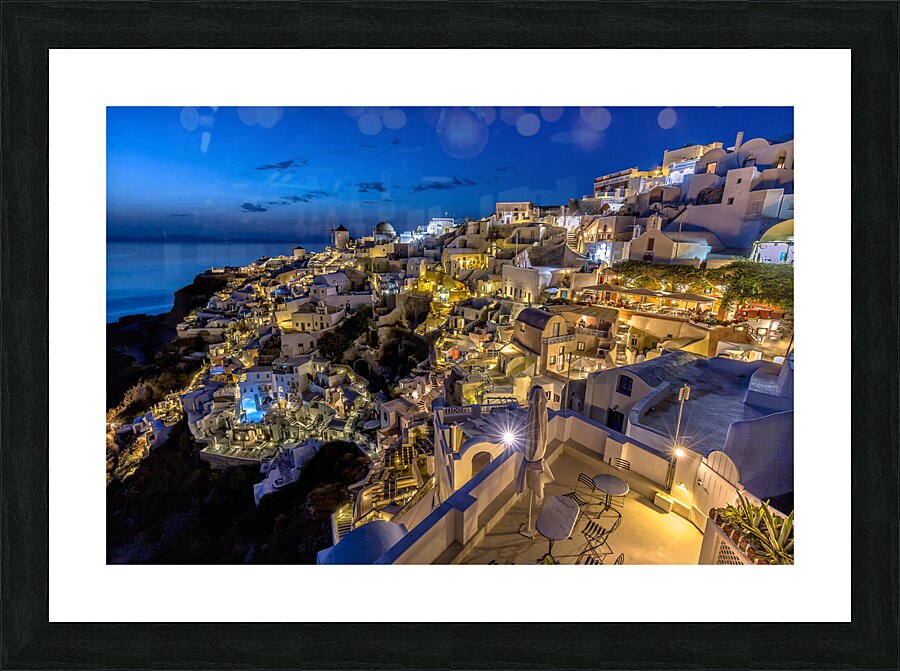 oia at sunset Picture Frame print