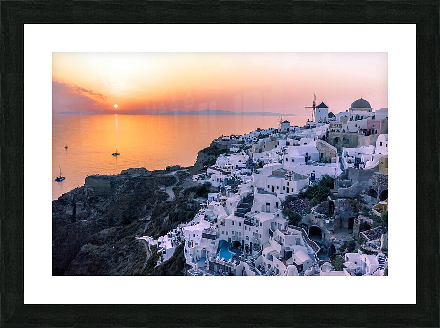 oia at sunset Picture Frame print