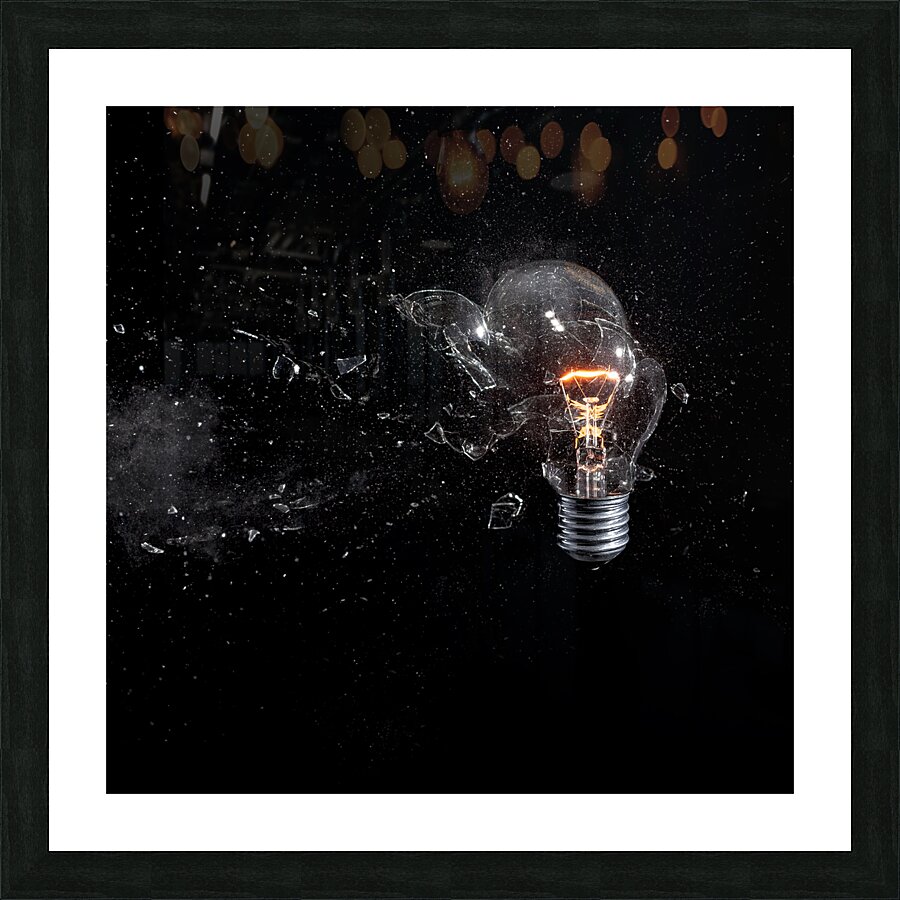 glass bulb explosion Picture Frame print