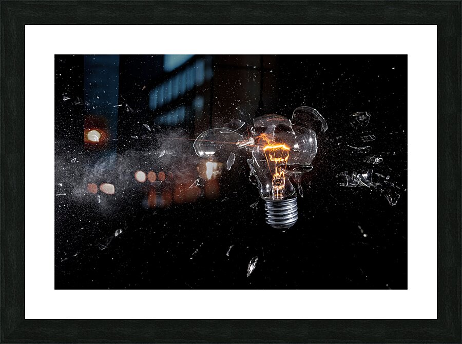 glass bulb explosion Picture Frame print