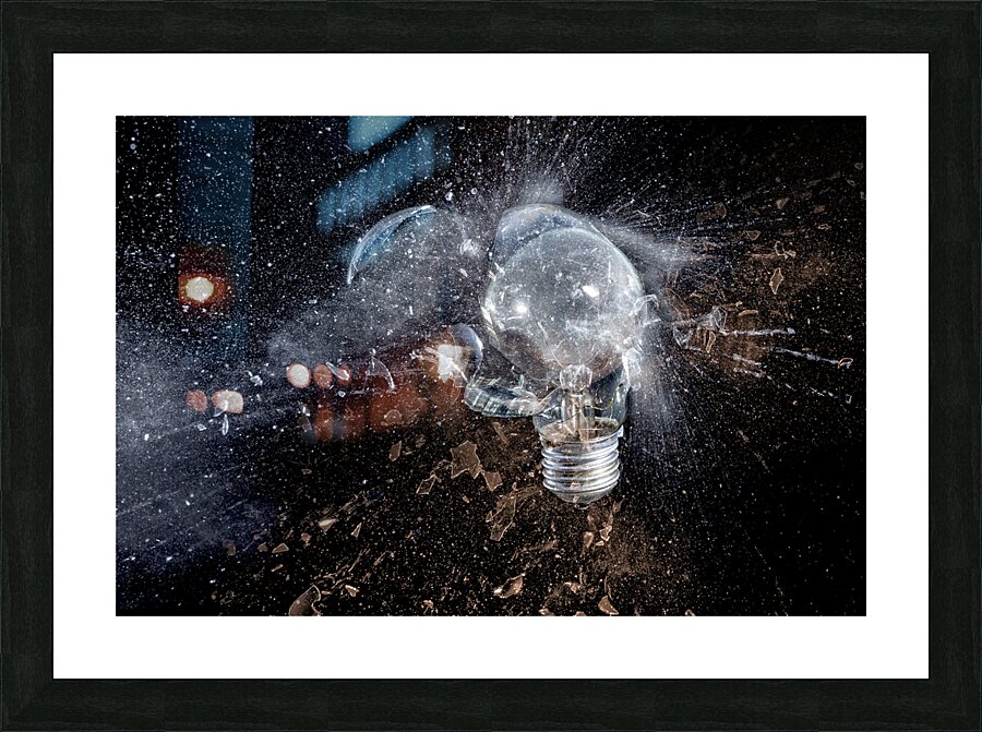 glass bulb explosion Picture Frame print