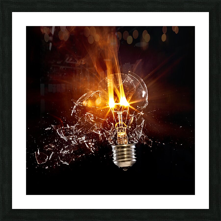 bulb glass explosion Picture Frame print