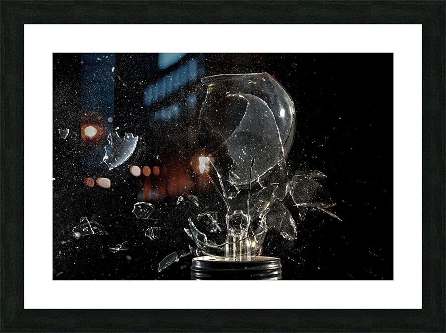 bulb glass explosion Picture Frame print