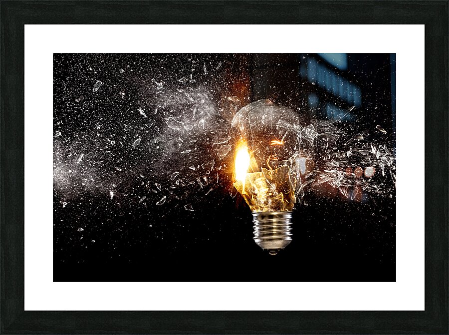 bulb glass explosion Picture Frame print