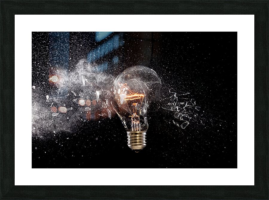 bulb glass explosion Picture Frame print