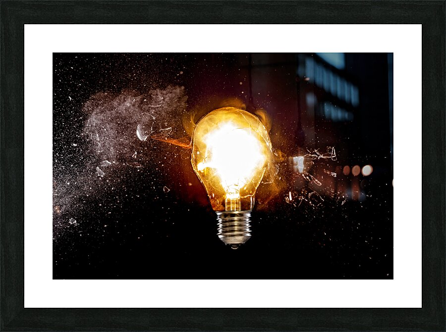 bulb glass explosion Picture Frame print