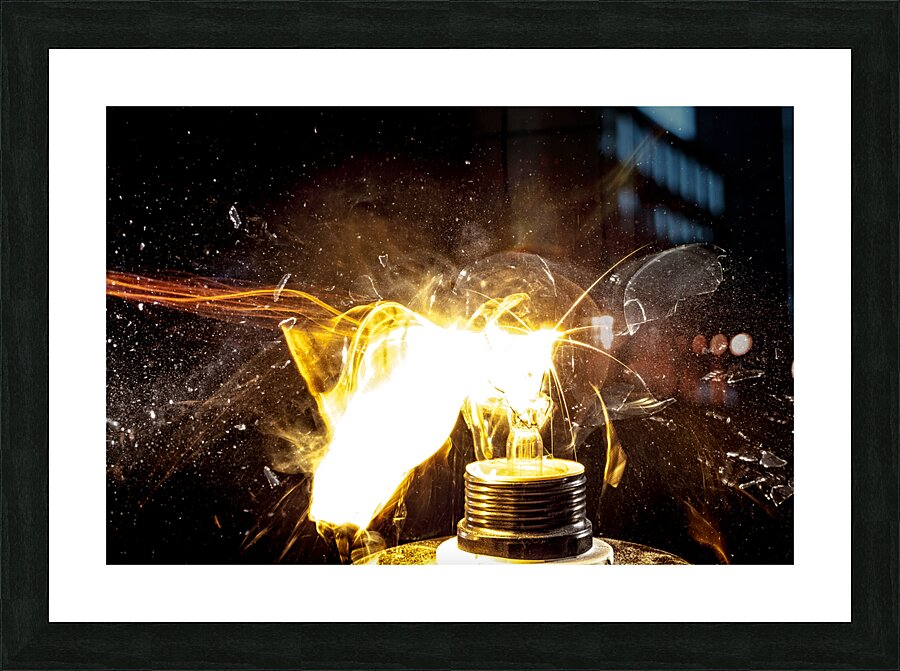 bulb glass explosion Picture Frame print