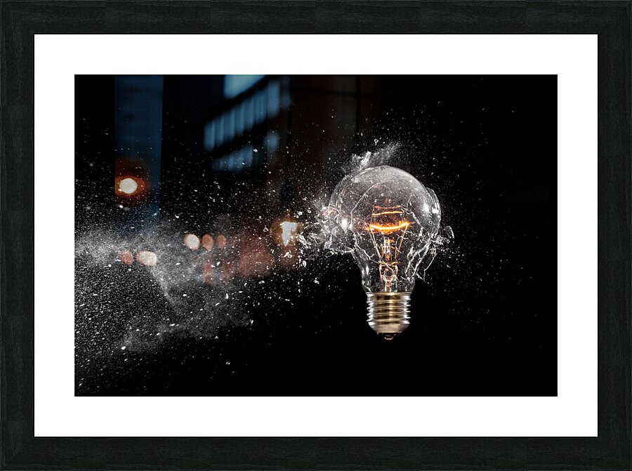 bulb glass explosion Picture Frame print