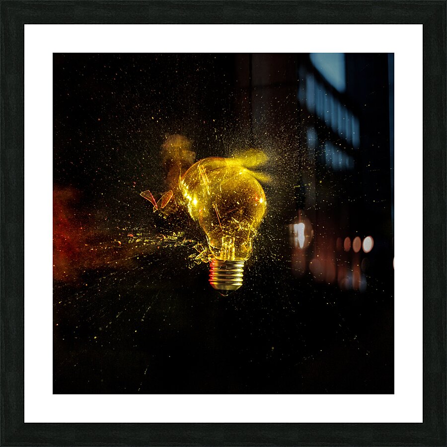 bulb glass explosion Picture Frame print