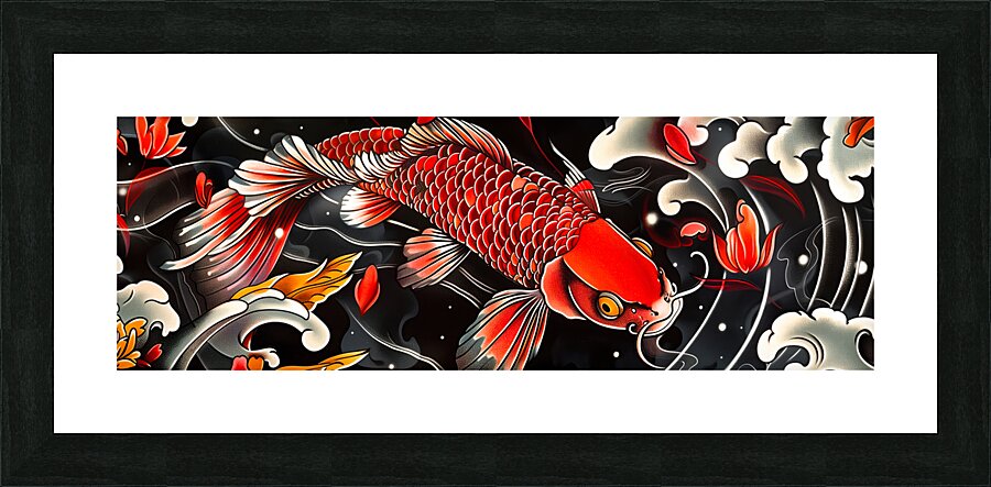 Traditional japanese koi fish illustration Picture Frame print