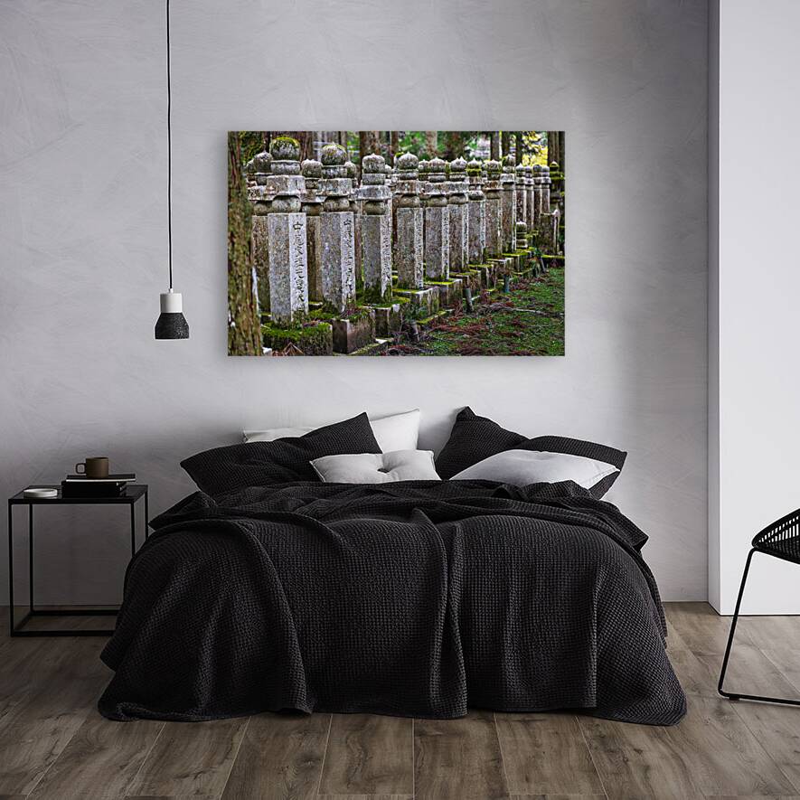 stone memorial stones inside the Okunoin background Reproduction